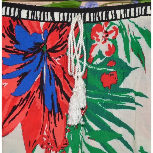 Flying Tomato Floral Pull On A-Line Maxi Skirt Size M Tie Hawaiian Print Casual - Picture 4 of 9